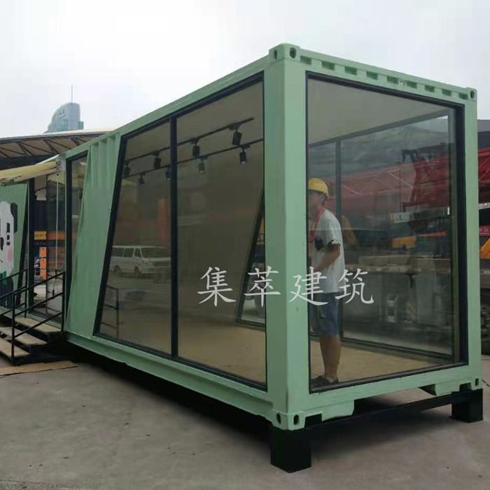 12米海运箱改装中空钢化玻璃涂鸦保温岩棉集装箱展会箱办公室